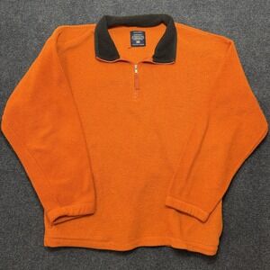 Y2K Faded Glory Sweater Mens XL Orange Fleece 1/4 Zip Collared Pullover Top